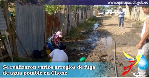 Se realizaron varios arreglos de fuga de agua potable en Chone
